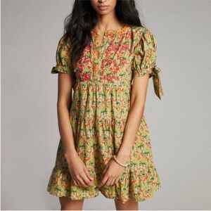Anthropologie Roopa Pemmaraju Auretta Beaded Vibrant Mini with Pockets Dress S